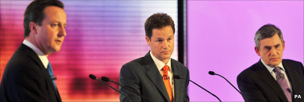 David Cameron, Nick Clegg and Gordon Brown