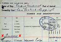 Stowaways section of the Empire Windrush passenger list highlighting Evelyn Wauchape a 39 year old dressmaker from Kingston, Jamaica.