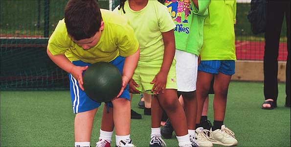School children doing sports activities