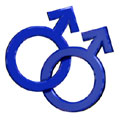 Two interlinked male symbols