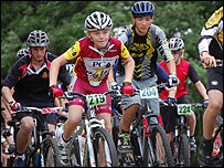 Bikers racing in Danbury