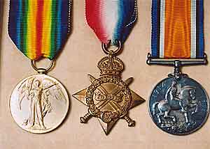 Jack Peake’s First World War medals (Courtesy of Harold Gordon)