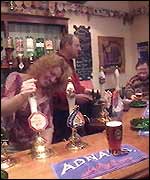 Behind the bar at the Fox and Hounds