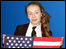 Robyn with a flag of the USA
