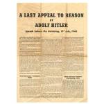 A Last Appeal to Reason' by Adolf Hitler. Speech before the Reichstag, 19 July 1940