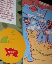 Map showing the Normandy peninsular with routes of the D-Day invasion from Britain
