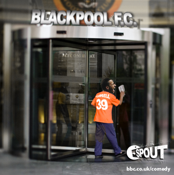 DJ Cambell enters Blackpool FC's HQ
