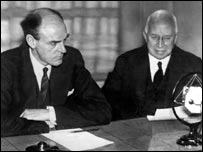 BBC chairman JH Whitley and director general Sir John Reith open the Empire Service