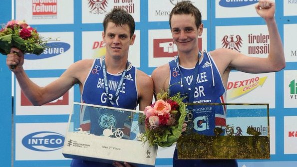 Jonny Brownlee (left) with Alistair Brownlee