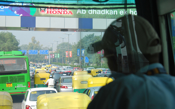 The traffic in Delhi has meant getting around the Games has taken longer