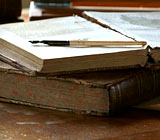 Old books with a fountain pen