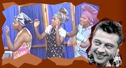 Andy Kershaw and dancers in Ladysmith (©Roger Short)