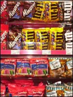 Sweets and chocolate on stand