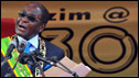 Zimbabwean President Robert Mugabe addresses the nation as Zimbabwe celebrates 30 years of independence from Britain, in Harare 