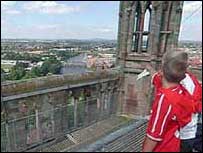Top of Worcester cathedral