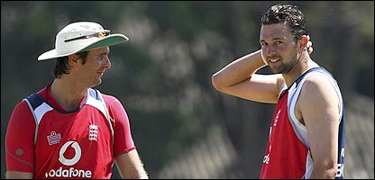 Michael Vaughan with Steve Harmison