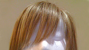 Codi, the wig Lisa chose, displayed on a mannequin head
