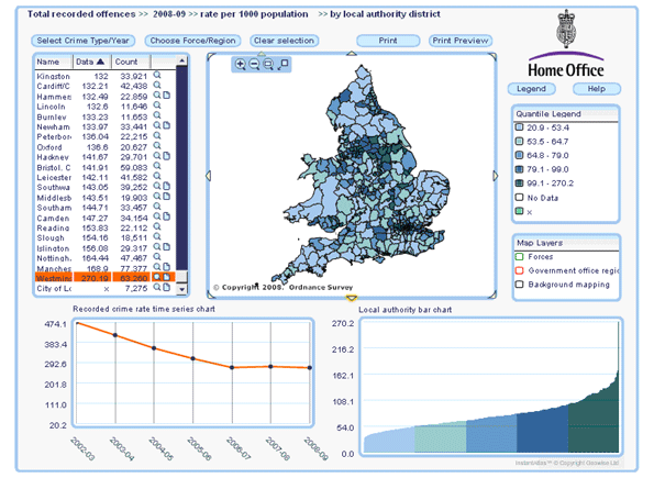 Screengrab Home Office recorded crime map