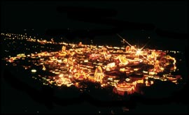 Aerial view of Goose Fair at night