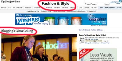 New York Times Blogging's Glass Ceiling