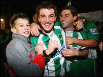 Blyth Spartans' Ged Dalton celebrates the win. Photo: Getty Images Sport