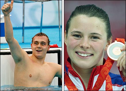 GB swimmers Sam Hynd and Liz Johnson