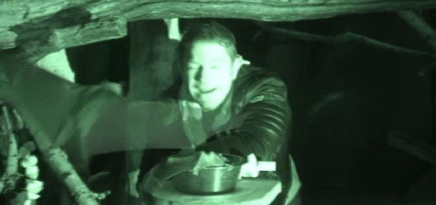 Steve Backshall with a bat flying towards him