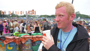 Rob Crossan in amongst the festival crowds at Glastonbury