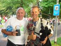 Scottish supporters with bagpipes