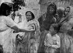 People being vaccinated against Smallpox