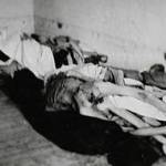 The scenes inside the infamous Belsen Concentration Camp. 10,000 unburied dead were found at the camp; another 13,000 died shortly after.