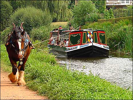 A horse-drawn barge