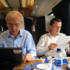John Humphrys and the Editor, Ceri Thomas, catch up on some work on the train