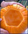 Pumpkin with lid cut out.
