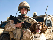 Lance Corporal Jim Wilkinson and Jamie the dog
