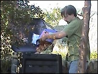 Nik Hewitt making compost