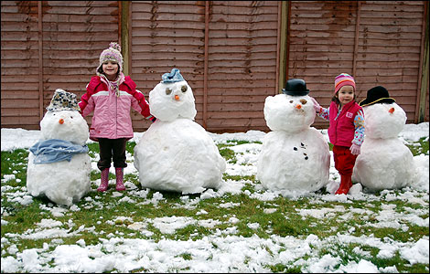 Children with snowmen, from Andrea Coleman