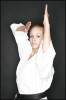 Holly in her Karate outfit