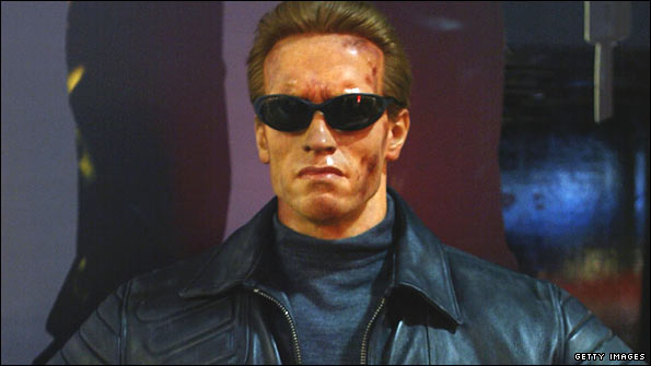 Waxwork of Arnold Schwarzenegger as The Terminator