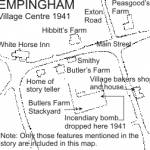 Map showing the position of the only bomb to fall within Empingham in WW2