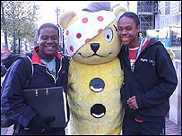 Pudsey posing for photographs