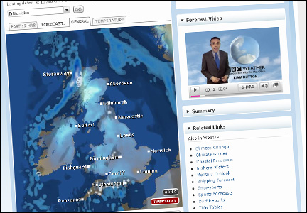 Screengrab of BBC Weather site