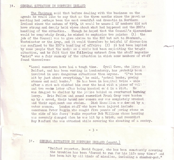 BBC Northern Ireland Advisory Council Minutes, October 1971