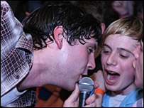 Singer and fans
