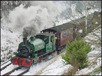 Steam loco Renishaw in snow.