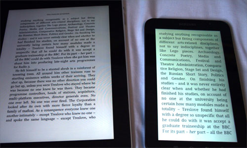 Text of a book on the Apple iPad and Samsung Galaxy Tab