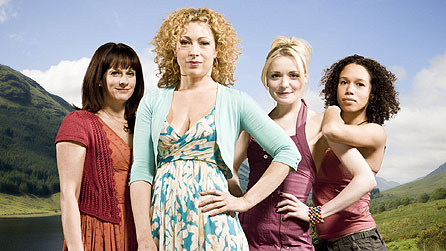 l-r: Hannah (Sian Reeves), Ellie (Alex Kingston), Shoo (Christine Bottomley), and Josie (Vinette Robinson)