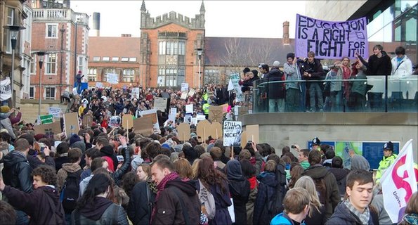 Students protest about fees at Newcastle University