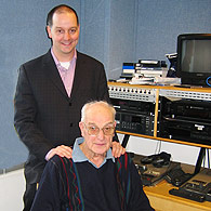 Will Kerley and his father, Roy, in the Home Truths studio