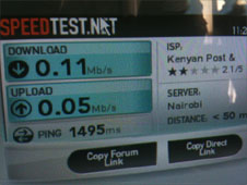 Screengrab of speedtest in internet cafe